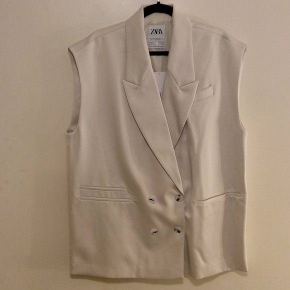 Zara Poly Oversized Sleeveless Blazer - Picture 3 of 10